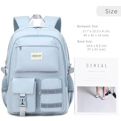 abshoo School Backpack for Girls Bookbag with Lunch Bag Teen Girls School Bag Travel Daypack (LightsteelBlue) - color: Lightsteelblue
