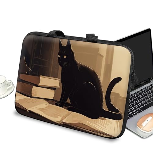 Universal Laptop Case Sleeve 10 inch with Handle and Zipper, Kids Tablet Carrying Case Messenger Bag Portable Tote Bag for 7-10 inch iPad/Notebook/eBook/Readers, Cute Cat - color: Cute Cat, size: 10 inch