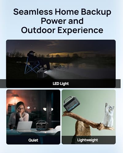 DARAN Portable Power Station 600W(1200W Surge) - 288Wh Solar Generator LiFePO4 Battery with AC DC Outlets, 8.3LB Portable Charging Station for Camping, RV, Home, Emergency (Solar Optional)