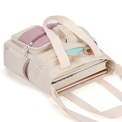 Phaoullzon Cute Messenger Bag Kawaii Crossbody Purse for Teen Shoulder Tote | Gifts for Girls/ Women, Nylon Japanese College Satchel Travel Work Gym Handbag - color: Beige1, style: Medium