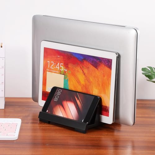 Adjustable Laptop Vertical Stand Dual Slots Non-Slip Upright Laptop Holder Desktop Rack for Office and Home Use Compatible with Notebooks