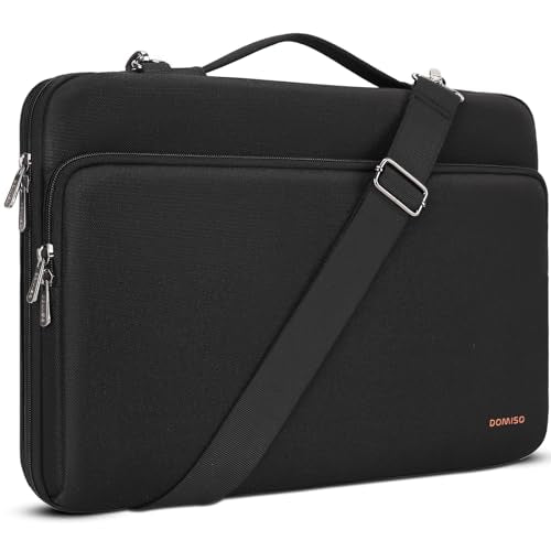 DOMISO 17 inch Laptop Sleeve Protective Case Cover Compatible with 17-17.3 inch HP Dell ASUS Lenovo Chromebook,Waterproof Computer Cases Bag with Shoulder Strap,Black - color: Black, size: 17-17.3 inch