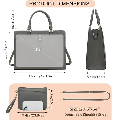 YZAOLL 15.6 Inch Laptop Bag for Women Work Tote Briefcase for Teacher Purse - color: E-darkgrey