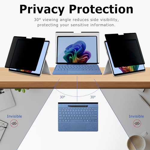 Megoo Privacy Screen Protector for Surface Laptop 6/5/4/3/2/1 13.5 Inch, Anti-Spy, Anti-Glare, Blue Light & UV Blocking, Magnetic Nano Technology, Removable Design - size: Laptop 6/5/4/3/2/1 13.5"