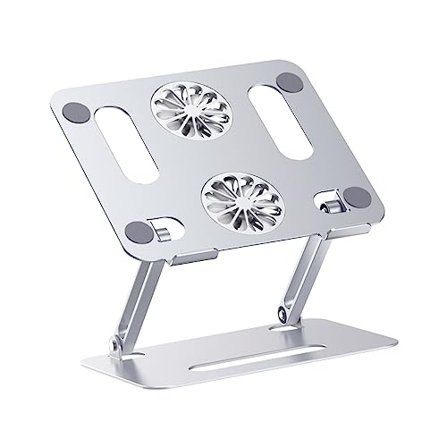 MERRYHAPY Aluminum Laptop Cooling Pad 2 Fans Strong Wind Quiet Laptop Cooler Ventilated Stand for 17.3 Inch Notebook