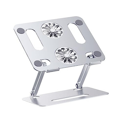 MERRYHAPY Aluminum Laptop Cooling Pad 2 Fans Strong Wind Quiet Laptop Cooler Ventilated Stand for 17.3 Inch Notebook