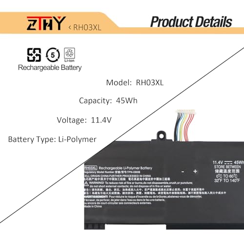 45Wh RH03XL M02027-005 Laptop Battery Replacement for HP ProBook 430 440 | 445 450 455 G8 G9 G10 /ProBook 630 640 650 G8 /Probook 630-G9 /EliteBook 630 640 645 650 655 G9 G10/ Zhan 66 Pro A 14 G4 - size: 9.84*2.95*0.23 inch RH03XL