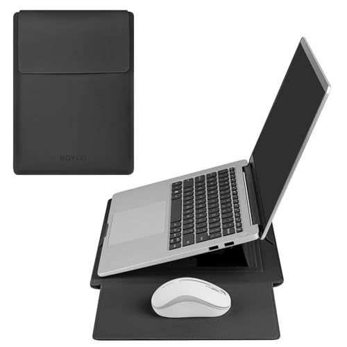 HoYiXi 13.3'' /13.6'' Laptop Sleeve Case PU Leather with Stand Compatible with MacBook Pro 14/MacBook Air 13(M1 M2)/ASUS Vivobook 14/Dell XPS 13/ASUS Matebook,13-14'' Laptop Bag,Black - color: Black, size: 13.3'' / 13-14 Inch Laptop