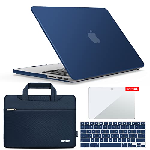 IBENZER Compatible with MacBook Pro 13 Inch Case 2015 2014 2013 end 2012 A1502 A1425, Hard Shell Case with Bag & Keyboard Cover & Screen Film for Old Version Mac Pro Retina 13, Navy Blue, R13-NVBL+3SP - color: Navy Blue