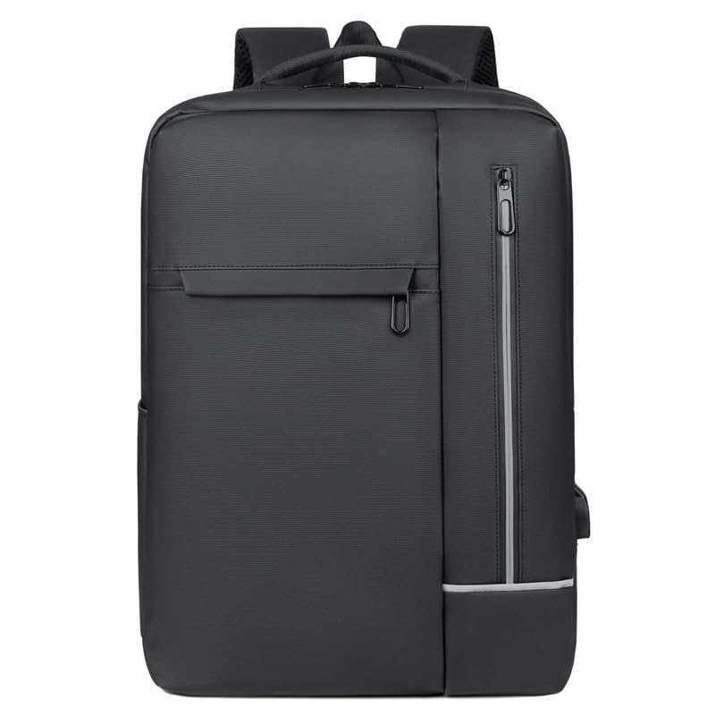 Laptop Backpack, Business Travel Backpack for Men Women, Water Resistant Anti-Theft Daypack, USB Charging Port (Black) - color: Black