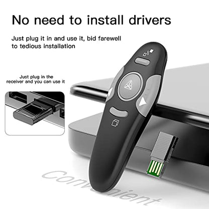 QUI Presentation Clicker Wireless Presenter Remote, Black, A | Clicker for PowerPoint Presentation Remote, PowerPoint Slide Advancer for Mac/Windows/Google Slide/Keynote - color: Black