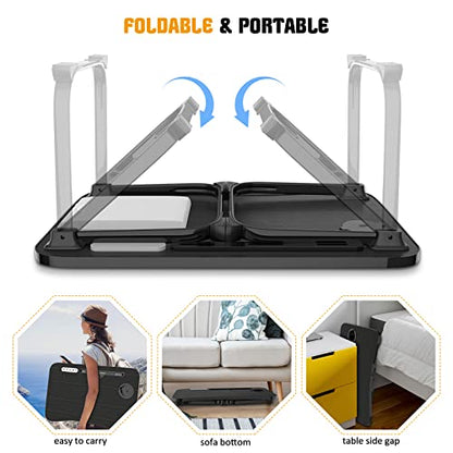 Fayquaze Laptop Bed Desk, Portable Foldable Laptop Bed Table with USB Charge Port Storage Drawer and Cup Holder, Lap Desk Notebook Stand Tray Table Serving Tray for Eating, Reading and Working | Portable, Foldable, Lap Desk with USB Charge Port Storage Dr