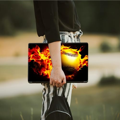 Laptop Skin Sticker Decal, Universal Protective Cover Fit 12 13 14 15.6 Inch Notebook, Reusable Water-Resistant Vinyl Decal w/ 2 Wrist Pads for Business Travel Office, Flame Baseball - color: Flame Baseball