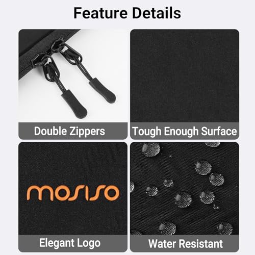 MOSISO Laptop Case 13.3 inch, 13-13.3 inch Laptop Sleeve, Black | Compatible with MacBook Neo/Air 13.6/Pro 13/Pro 14, HP Dell ASUS Lenovo,Polyester Rhombus Bag with HorizontalPocket&Belt