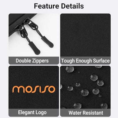 MOSISO Laptop Case 13.3 inch, 13-13.3 inch Laptop Sleeve, Black | Compatible with MacBook Neo/Air 13.6/Pro 13/Pro 14, HP Dell ASUS Lenovo,Polyester Rhombus Bag with HorizontalPocket&Belt