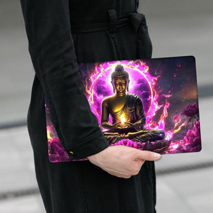 Laptop Skin Sticker Decal 12" 13" 13.3" 14" 15" 15.6",Waterproof Scratch Resistant Vinyl,Reusable Easy to Apply,for MacBook HP Dell Notebooks Netbooks Laptop,2 Wrist Pads,Buddha Statue Purple - color: Buddha Statue Purple