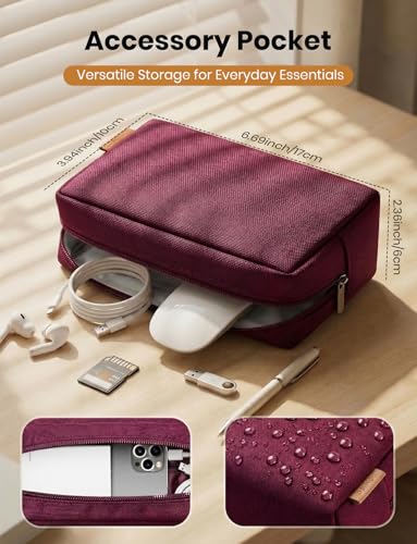 DOMISO Laptop Case Laptop Sleeve Cover for 14 inch MacBook Pro M4/M3/M2/M1 Pro/Max, Compatible with 13.3 inch HP Dell ASUS Notebook, Water-Resistant Bag with Scalable Handle and Small Case,Wine - color: Wine, size: 13-13.3 inch
