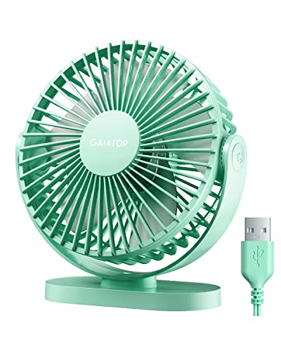 Gaiatop USB Desk Fan, 5.5 Inch Small Quiet Powerful 3 Speeds 90° Rotate, Personal Mini Portable Desktop Table Fans, Cooling for Home Office Car Travel Indoor Outdoor Green - color: Green