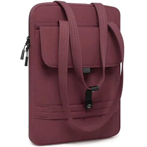 HYZUO 13.3-14 Inch Puffy Laptop Sleeve Padded Handbag for 13"-14" MacBook Pro/Air, 13" 13.3" Dell/HP/Lenovo/Asus/Acer Notebook Chromebook, Women Slim Shoulder Bags Work Daily Bag, Wine Red - color: Wine Red, size: 13.3-14 Inch