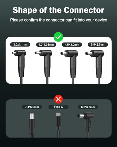 Superer 65W Laptop Charger for ASUS VivoBook ZenBook, Chromebook | Round Tip Connector, Charging Indicator, Extended Cable, Supports 45W 33W Notebook Power Adapter and Selected Laptop Models