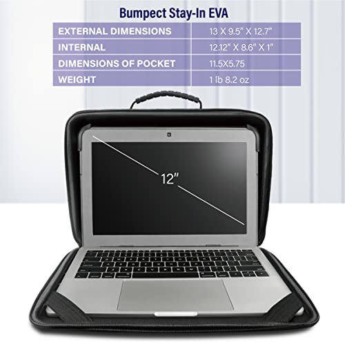IBENZER EVA Stay-in Protective Case for 11" MacBook Air/Asus/Acer/Samsung/HP/Lenovo Chromebook Laptop, Hardshell Laptop Bag with ShoulderStrap+Handle+Pocket for K-12 Students,Work,Black, EVA-LSPK-BK - size: 11 INCH With Pocket