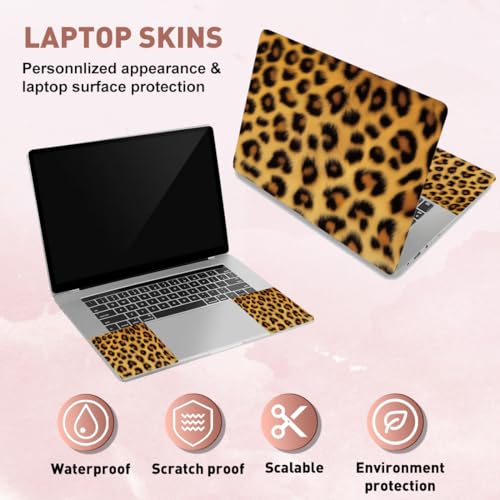 PLIGREAT Leopard Print Laptop Skin Stickers, Reusable Netbook Skin Sticker Vinyl Decals for PC Notebook Laptops Keyboard Cover Universal 12" 13" 13.3" 14" 15" Waterproof Laptop Case Protector Film - color: Brown Leopard Print