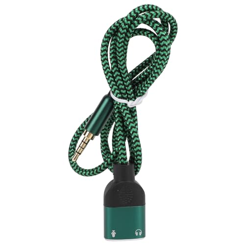 Headphone Mic Splitter Cable, 3.5mm Headset Splitter Cable with Gold Plated Connectors and Integrated Chip, Portable Audio Mic Adapter for Music Calls Gaming Laptop Phone