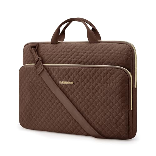 BAGSMART Laptop Sleeve 15-15.6 inch Case Protective Water-Resistant | Lightweight Laptop Bag for Women with Pocket and Handle, Compatible with MacBook, HP, Dell, Acer and Asus notebooks - color: Coffee brown, size: 15.6 Inch