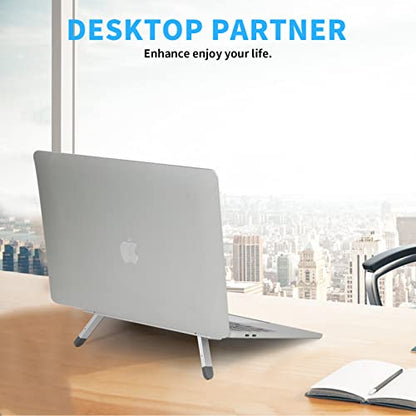 Riser for Desk,Pop up Laptop Stand,Adjustable Height Self-Adhesive Portable Laptop Stand with Feet, Extend Leg,Foldable Computer Stand for 10”-17” Models MacBook Air, Keyboard etc.