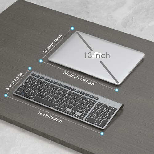 JOYACCESS Wireless Keyboard, 2.4G Slim and Compact Wireless Keyboard with Numeric Pad for Laptop, MacBook Air, Apple, Computer, PC(Black and Grey) - color: black grey