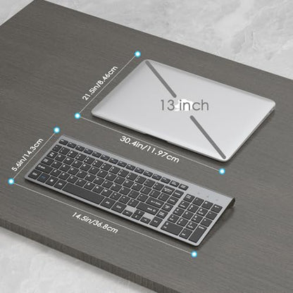 JOYACCESS Wireless Keyboard, 2.4G Slim and Compact Wireless Keyboard with Numeric Pad for Laptop, MacBook Air, Apple, Computer, PC(Black and Grey) - color: black grey