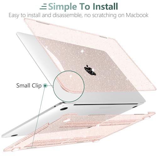 for MacBook Pro 13 inch Case 2023 2022 2021 2020 Release Model A2338 M2/M1 A2251 A2289 with Touch Bar & Touch ID, Glitter Bling Plastic Hard Shell Case & Keyboard Cover, Starlight - color: Starlight