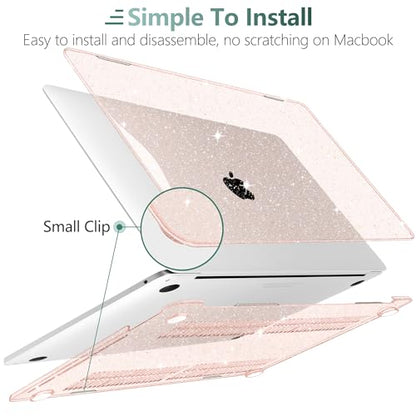 for MacBook Pro 13 inch Case 2023 2022 2021 2020 Release Model A2338 M2/M1 A2251 A2289 with Touch Bar & Touch ID, Glitter Bling Plastic Hard Shell Case & Keyboard Cover, Starlight - color: Starlight
