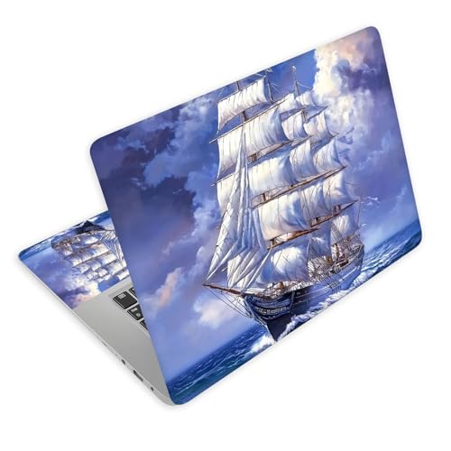 Universal Laptop Skin Decal, 3-Piece Vinyl Protector for 12 13 14 15.6" Notebook, Waterproof Anti-Scratch, Easy Trim & Bubble-Free Finish, Large Sailing Ship with White Sails - color: Large Sailing Ship with White Sails