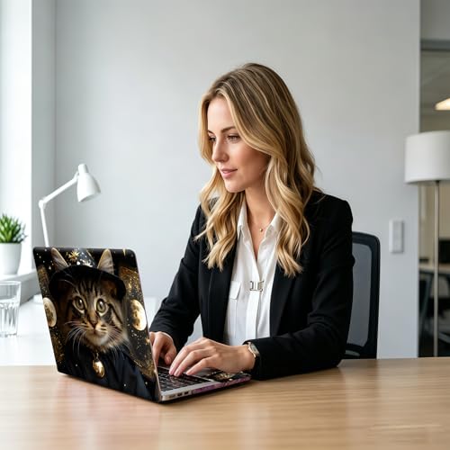 Fortune Teller Cat Universal Laptop Skin Sticker 3PCS, Protective Decal Trim-to-Fit 11.6" 13.3" 14" 15.6" Laptop Vinyl Cover, Removable Anti-Scratch Computer Decal Protector - color: Fortune Teller Cat