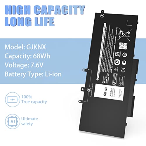 68WH GJKNX Battery Replacement for Dell Latitude 5480 5580 5490 5590 5280 5288 5488 5591 5491 5495 E5480 E5580 E5490 E5590 Precision 15 3520 3530 Series GD1JP DY9NT 5YHR4 451-BBZG 7.6V - size: 9.37*3.05*0.27inch GJKNX