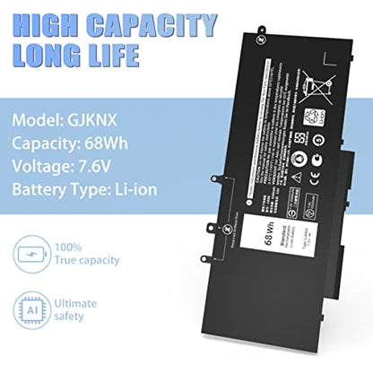 68WH GJKNX Battery Replacement for Dell Latitude 5480 5580 5490 5590 5280 5288 5488 5591 5491 5495 E5480 E5580 E5490 E5590 Precision 15 3520 3530 Series GD1JP DY9NT 5YHR4 451-BBZG 7.6V - size: 9.37*3.05*0.27inch GJKNX
