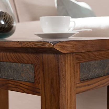 Leick Home 10907 Slatestone One Drawer Rustic Oak End Table, Distressed Rustic Oak - color: Rustic Oak