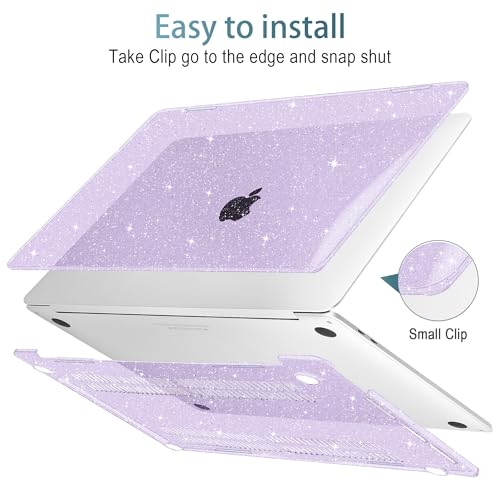 May Chen Compatible with MacBook Pro 13 inch Case 2022 2021 2020 Release A2338 M2 M1 A2251 A2289, Plastic Hard Shell Case Keyboard Cover for MacBook Pro 13 Touch Bar Fits Touch ID, Shining Purple - color: Shining Purple