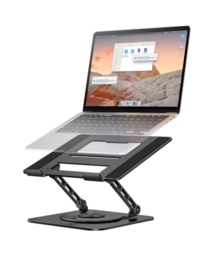MCHOSE Laptop Stand for Desk, Ergonomic Laptop Riser with 360° Rotating Base, Foldable Notebook Computer Holder Stand Compatible with MacBook Air Pro, Dell XPS, More 10-15" Laptops, Black