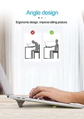 Mount Plus LS1 Flat Foldable Laptop Notebook Tablet Stand | Invisible Lightweight Laptop Stand | Anti-Slide and Portable Notebook Stand | Compatible with MacBook Air, Tablets and Laptops (Gray) - color: Gray