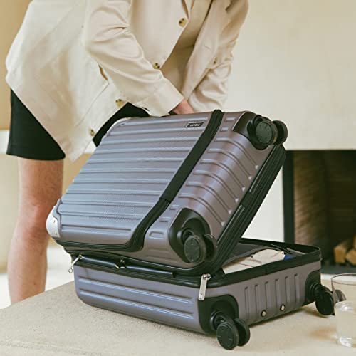 LEVEL8 Grace Carry on Luggage, 20 Inch Expandable Hard Shell Suitcase with Wheels, Abs+Pc Harshell Spinner Luggages with Tsa Lock, Travel Bag for Women Men, Grey - color: Grey, size: 20 Inch - EXT