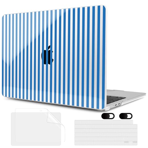 MEEgoodo Case for M5/M4/M3/M2 MacBook Air 13 inch Case 2026 2025 2024 2022, Fit Model A3449/A3240/A3113/A2681, Laptop Hard Shell Compatible with MacBook Air 13.6-inch, Blue Stripes - color: Blue Stripes