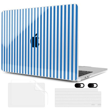 MEEgoodo Case for M5/M4/M3/M2 MacBook Air 13 inch Case 2026 2025 2024 2022, Fit Model A3449/A3240/A3113/A2681, Laptop Hard Shell Compatible with MacBook Air 13.6-inch, Blue Stripes - color: Blue Stripes