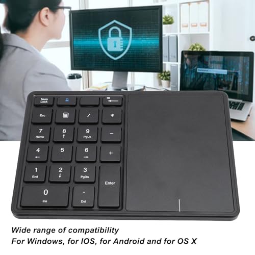 XUMIUZIY Numeric Keypad, 22 Keys Dual Modes Bluetooth4.2 Wire Less Number Pads with Touchpad, Slim External Numpad Keyboard for Laptop Desktop PC (Black) - color: Black