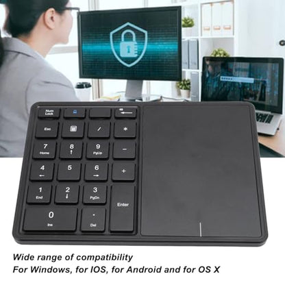 XUMIUZIY Numeric Keypad, 22 Keys Dual Modes Bluetooth4.2 Wire Less Number Pads with Touchpad, Slim External Numpad Keyboard for Laptop Desktop PC (Black) - color: Black