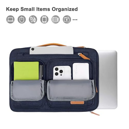 MOSISO 360 Protective Laptop Case 13.3 inch, 13-13.3 inch Laptop Sleeve | Compatible with MacBook Air/Pro 13/14, HP Dell Acer, Side Open Carrying Computer Bag with 5 Accessory Pockets&Belt, Navy Blue - color: Navy Blue, size: 13.3 inch
