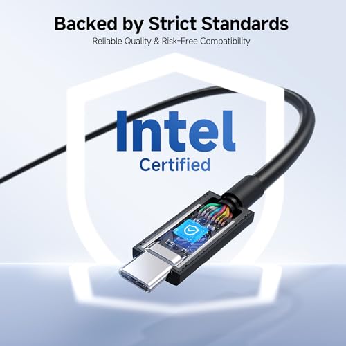 Cable Matters [Intel Certified] 80Gbps Thunderbolt 5 Cable, 3.3ft / 1m | Black, [up to 120Gbps Boost, 8K@120Hz / 6K@240Hz / 4K@540Hz with DSC, 240W, 80G Data Transfer], Supports TB 4/3, USB4, USB-C - color: Black, size: 3.3 ft