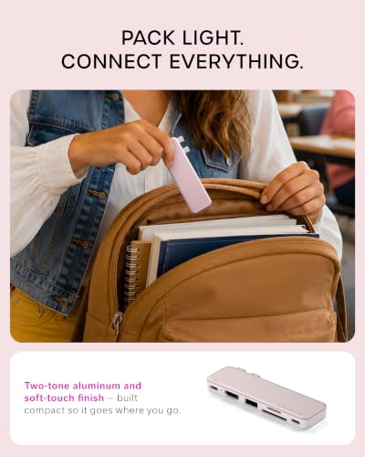 Satechi USB-C Snap Hub for MacBook Neo, 6-in-2 Flush Dual-Connector Hub with 4K/60Hz HDMI, 45W Pass-Through Charging, SD & microSD Card Readers, USB-A & USB-C 5Gbps Data, Blush - color: Blush