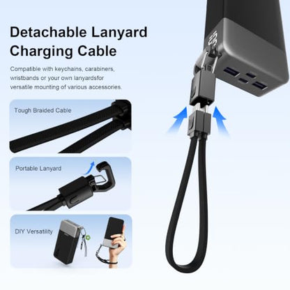 JUOVI 20000mAh 45W Power Bank + 45W Portable Charger with Detachable Cable